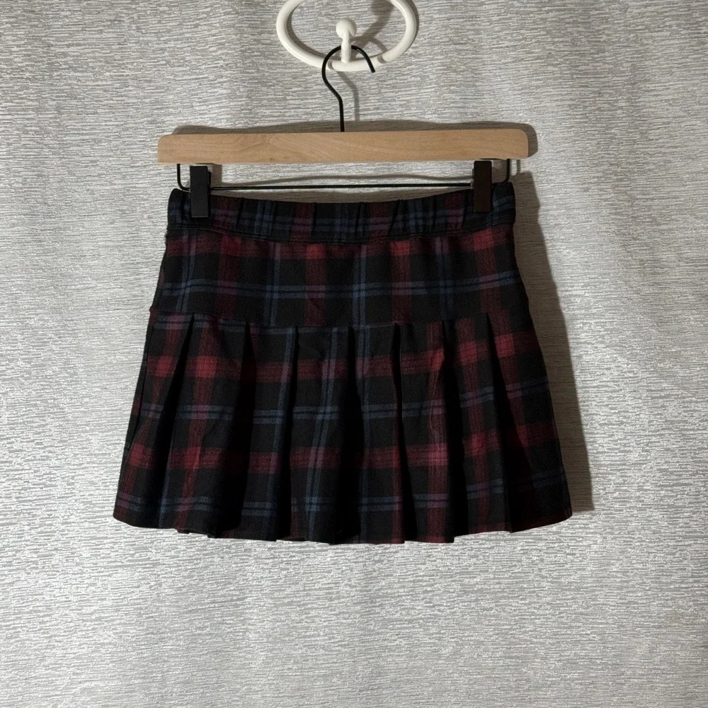 Abercrombie Kids Girls Y2K Red/Black Plaid Pleated Mini Skort Schoolgirl 11/12